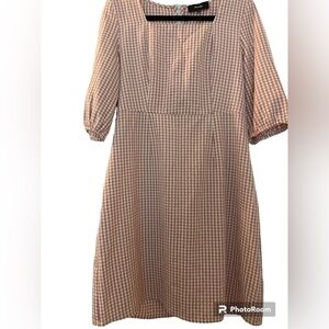 Pomelo rose pink gingham dress size XXL.  3/4 sleeves, square neckline.Waisted.
